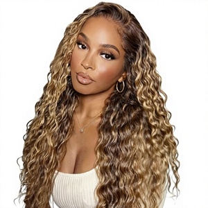 Brasilianisches Echthaar HD Lace Front Perücke Karamellbraun mit Honigblonden Highlights, Klebefrei, mit Kordelzug, vorgezupft, vorgeschnitten, 18 Zoll - Product Image 1