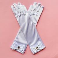 Gants pour enfants, accessoires de robe de princesse, gants à nœud en satin pour spectacle, gants de danse pour fille des neiges et du froid