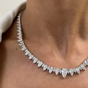 Hip Hop Fully Iced Cuban Link Chain <b>Necklace</b> with Pear Diamond Cut Stones Diamond Jewelry for Men Luxury <b>Statement</b> Chain - Product Image 2