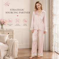 Ensemble pyjama en satin de soie pur à manches longues et boutonnage frontal pour femme, prêt à être expédié, livraison rapide, vêtements de détente de luxe pour la maison