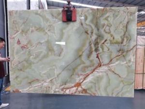 SHIHUI fabrika doğal mermer plakalar yeşil oniks taş grafik tasarım 3D modeli tasarım masa banyo duvar oniks fayans için cilalı - Product Image 5