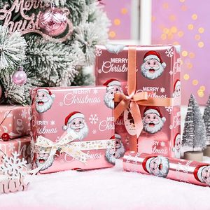 Pink cute double-sided Christmas Santa Claus printed aluminum foil <b>wrapping</b> <b>paper</b> - Product Image 2