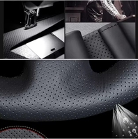 Cubierta para volante de coche de cuero perforado para Volkswagen VW Golf 4 Passat B5 Seat Leon Polo accesorios interiores de coche