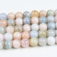 Perles de pierres précieuses en vrac en stock, perles de morganite naturelle pour la fabrication de bijoux 4mm 6mm 8mm 10mm