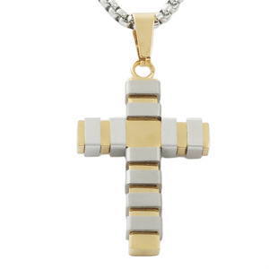 Men's Stainless Steel <b>Cross</b> Pendant Geometric Design Punk Style Necklace 120151 - Product Image 4