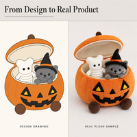 Halloween Plüsch-Kürbiskorb Jack O'Lantern Leckerli-Halter mit Mini-Plüsch-Freunden