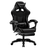Chaise de jeu moderne extensible en cuir de haute qualité avec repose-pieds, design confortable noir