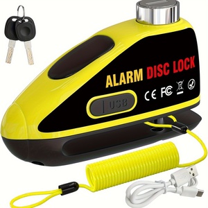 Candado <span class=keywords><strong>de</strong></span> Disco con Alarma <span class=keywords><strong>de</strong></span> Seguridad Antirrobo para <span class=keywords><strong>Bicicletas</strong></span>, Motocicletas y Patinetes <span class=keywords><strong>El</strong></span>éctricos, Recargable por USB con Cable Recordatorio - Product Image 1