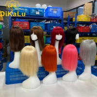Perruques brésiliennes transparentes en dentelle pour cheveux humains, lisses et soyeuses, avec frange, cheveux de bébé, extensions courtes bob, petites, fabriquées à la machine, vente en gros