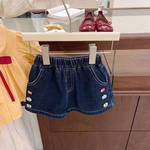 Chibi Maruko-chan Girls Summer Set Babydoll Top Denim Shorts Two-Piece Breathable Outfit For Kids - Product Image 4