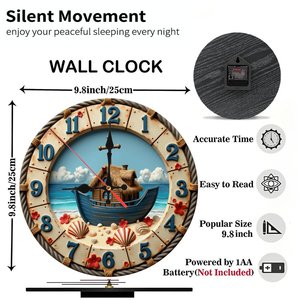 Round Wooden Wall <b>Clock</b> 25cm Classic Design <b>Silent</b> Non Ticking For Home Living Room Bedroom Decor - Product Image 6