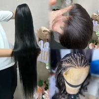 Perruques brésiliennes en cheveux humains en gros avec dentelle transparente, tresses sans colle haute densité pour femmes noires
