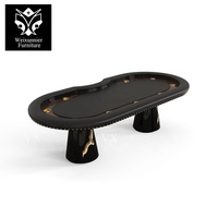Table de poker en bois à panneaux au design moderne de luxe avec pieds en bois pour 6-8 joueurs Jeu d'intérieur pour villa et hôtel