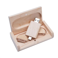 Nouvelle Clé USB OTG 2.0 en Bois pour Cadeau de Mariage avec Logo, Clé USB 2-en-1 Type C, Boîte en Noyer pour Téléphone