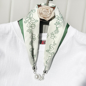 Sciarpa Collana Sottile in Seta Imitata con Perle e Diamanti, Stile Retrò, con Fibbia Autoaderente, per Donna e Bambina - Vendita all'Ingrosso - Product Image 6