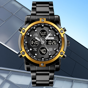 Đồng hồ đeo tay nam bằng thép cao cấp 3time Luxury Top Brand, chức năng <span class=keywords><strong>chronograph</strong></span>, khả năng chống nước 3ATM, hiển thị kỹ thuật số. - Product Image 1