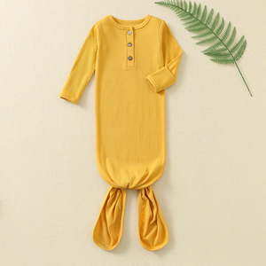 Batas de manga larga con nudo para bebés, pijamas de <span class=keywords><strong>Hospital</strong></span> que vienen a casa, traje suave con botones para bebés, niños y niñas, vestido anudado para recién nacidos - Product Image 6