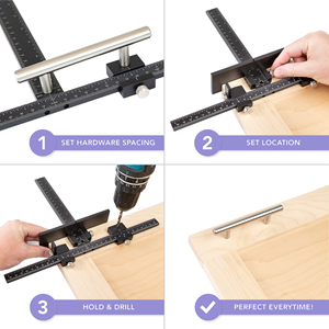 قالب حفر لتركيب مقابض الأبواب والأدراج + مقابض دائرية + مقابض سحب، أدوات تركيب للأعمال الخشبية، أداة تركيب أجهزة الخزائن - Product Image 5
