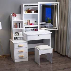 Chambre blanche rose <span class=keywords><strong>commode</strong></span> tiroir miroir ensemble maquillage commodes coiffeuse avec lumière - Product Image 6