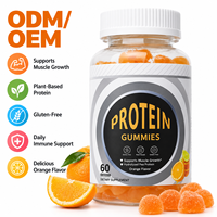 Gummies de protéines de pois hydrolysées saveur orange, à base de plantes, sans gluten, 60 unités, nutrition sportive, marque privée OEM