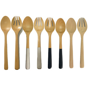Sunshine Hemu Wooden Salad <b>Spoons</b> Forks Beech Wood Long Handle Eco-Friendly Kitchen Utensils Set For Salad <b>Serving</b> - Product Image 1