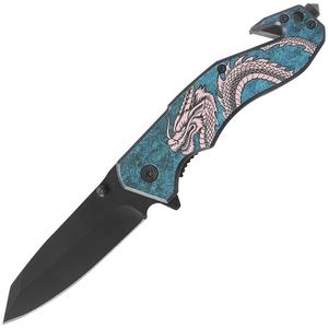 Couteau de sécurité multifonctionnel Spanto Blade Flipper Open avec motif de dragon chinois, impression UV, poignée phosphorescente, coupe-ceinture - Product Image 1