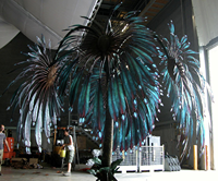 Arbre artificiel en fibre de verre de type plante exotique paon, ornement de jardin, avec feuillage écologique résistant aux UV
