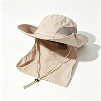 Topi UPF50+ Kasual Olahraga dengan Penutup Leher, Pinggiran Lebar, Jaring Bernapas, untuk Memancing, Safari, Hiking, Dilengkapi Tali Dagu, Perlindungan UV, Unisex