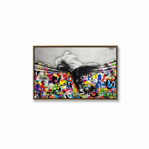 Urban Graffiti Climber Printed Canvas <b>Poster</b> - Modern Youthful Decor,GOLD <b>FRAMED</b> CANVAS - Product Image 2