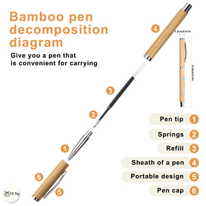 Environmentally Bamboo Customized LOGO Engraved Laser Manufactures Printed Gel <b>Pens</b> With 1.00 MM Stylo - Product Image 2