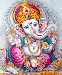 Ls Groothandel 5d Diy Diamant Religieus Schilderij Ganesha Olifant Slurf God Van Rijkdom Huis Outfit Diamanten En Diamanten Foto