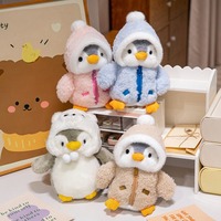 Ensemble cadeau de vacances de petit pingouin mignon en peluche de marque OEM poupée douce d'animal sauvage avec long chapeau de fourrure