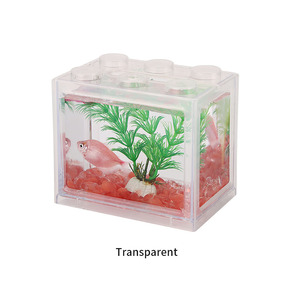 Mini tanques <span class=keywords><strong>Betta</strong></span> Tanque De Peixes Tanque De Aquário <span class=keywords><strong>Fish</strong></span> Bowl Bloco De Construção Mesa De Escritório Decoração Home Decor Caixa De Alimentação Led Light - Product Image 5