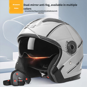 Casco Infantil Certificado Clase 3C, para Todas las Estaciones, Medio Casco, ABS, con Visera Transparente y Doble Lente, para Bicicleta Eléctrica/Motocicleta - Product Image 1