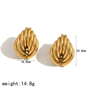 Pendientes con forma de corazón, diseño geométrico de acero inoxidable de varias líneas para mujer, ocasión de regalo TE60618 G S - Product Image 4