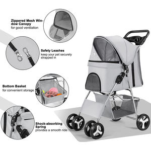 Haute qualité pliant à <span class=keywords><strong>quatre</strong></span> roues facile à pied transporteur de voyage chariot poussette pour animaux de compagnie pour chats chiens - Product Image 3