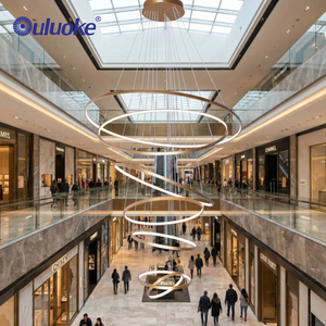 Lampadario a Sospensione LED Moderno in Oro, 3 Temperature di Colore, in Ferro e Alluminio per Hotel, Lobby, Centro Commerciale, Lampada di Lusso - Product Image 4