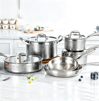 Ensemble de casseroles et poêles de cuisson robustes en acier inoxydable 3 couches, compatibles induction et non toxiques, pour la cuisine