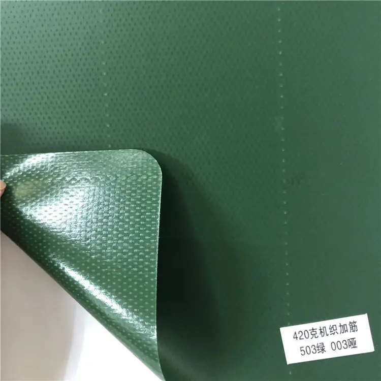 Lvju Woven Reinforced Tarp 420gsm 503 Green Waterproof PVC Canvas Tarpaulin Cover