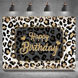 Toile de fond photo <span class=keywords><strong>personnalisable</strong></span> pour <span class=keywords><strong>anniversaire</strong></span>, motif léopard noir et or, pour baby shower, photographie, bannière de fête de mariage - Product Image 6