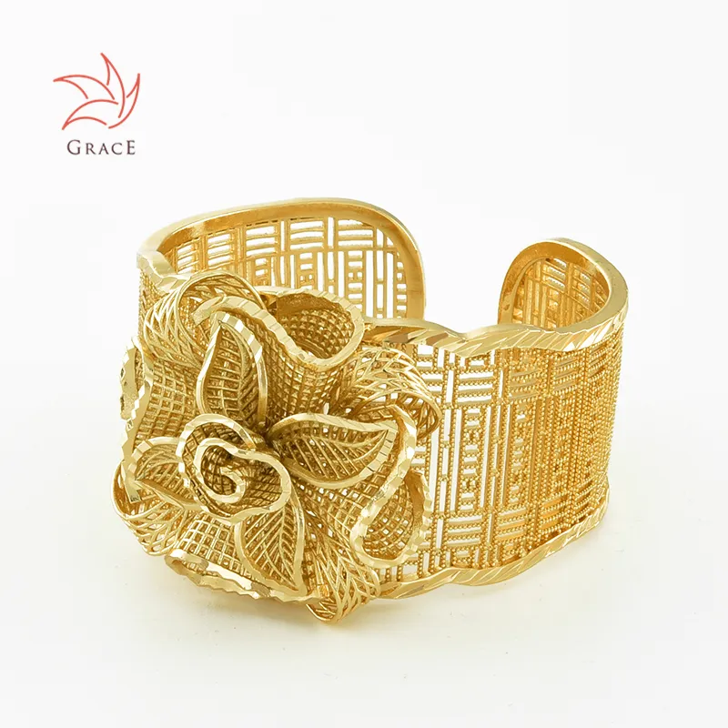 Grace Innovation New Design African Large Flower Bracelet Women Bangle Jewelry Bangles In India