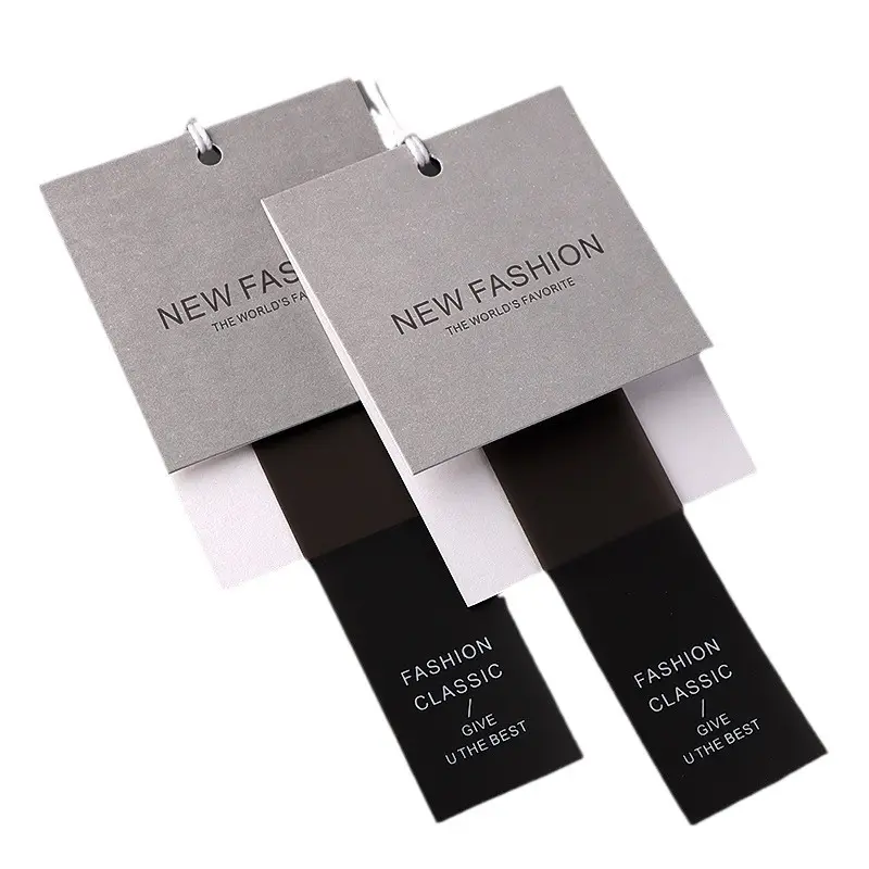 Etiquetas de moda personalizadas, marca personalizada con logotipo propio, etiqueta colgante de seda de papel para accesorios de ropa