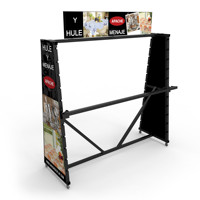 Présentoir de rouleau de tissu métallique de revêtement de sol amovible de haute qualité présentoir de nappes avec en-tête de publicité en PVC personnalisé