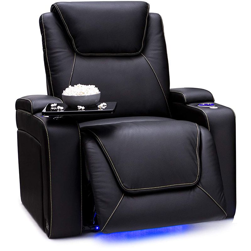 Aangedreven Verwarmde Massage Fauteuil Theater Stoel, Hoofdsteun Home Theater Lederen Leunen Sofa Stoel, Bioscoop Zetels Fauteuil