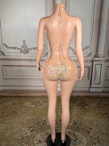 Traje de Baño de Dos Piezas de Chifón <span class=keywords><strong>para</strong></span> Mujer, Diseño Floral, Escote en V Profundo, Espalda Descubierta, Adornos de Pedrería, Tallas Grandes - Product Image 5