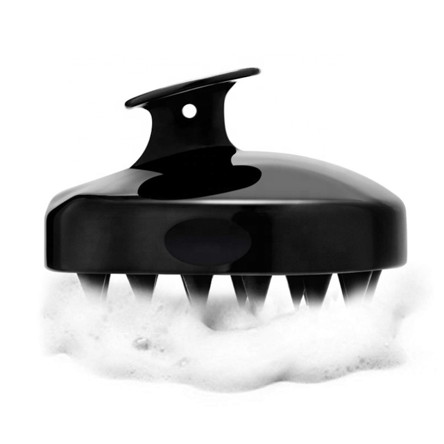 Black Soft Silicone Scalp Massager Shampoo Custom Hair Brush