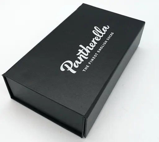 Black Leather Luxury Folding Gift Paper Box With Magnetic Closure for Perfect Socks