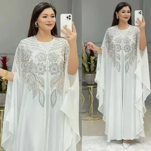 Cộng Với Kích Thước Phi Đảng Dresses Đối Với Phụ Nữ Voan Boubou Ankara Dashiki 2 Pcs Thiết Lập Trang Phục Dubai Kaftan Abaya Áo Choàng Marocaine Femme