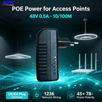 Injecteur PoE passif mural DC 48V 10/100Mbps Ethernet ABS pour caméra IP, point d'accès sans fil, réseau domestique et de bureau