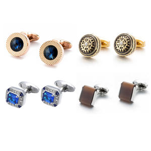 Juego de mancuernas personalizadas de sublimación para hombre, conjunto de gemelos de lujo de plata, oro y negro, caja - Product Image 1